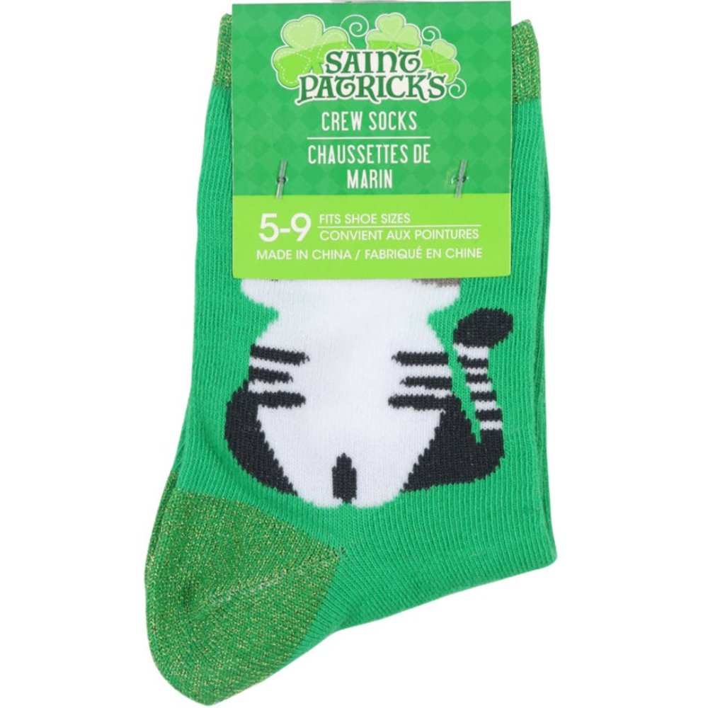 *3/$15* Kitty Cat "Happy St. Purrtrick's Day" Socks - Picture 5 of 5